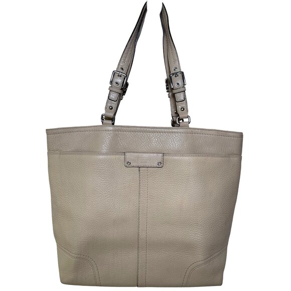 Coach Leather Tote Handbag Large 18" X 13 Carry On Tan Pebbled - Picture 1 of 10